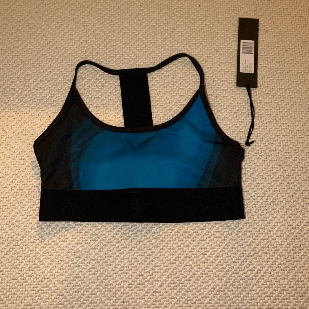 Blue and Black Holographic Sports Bra